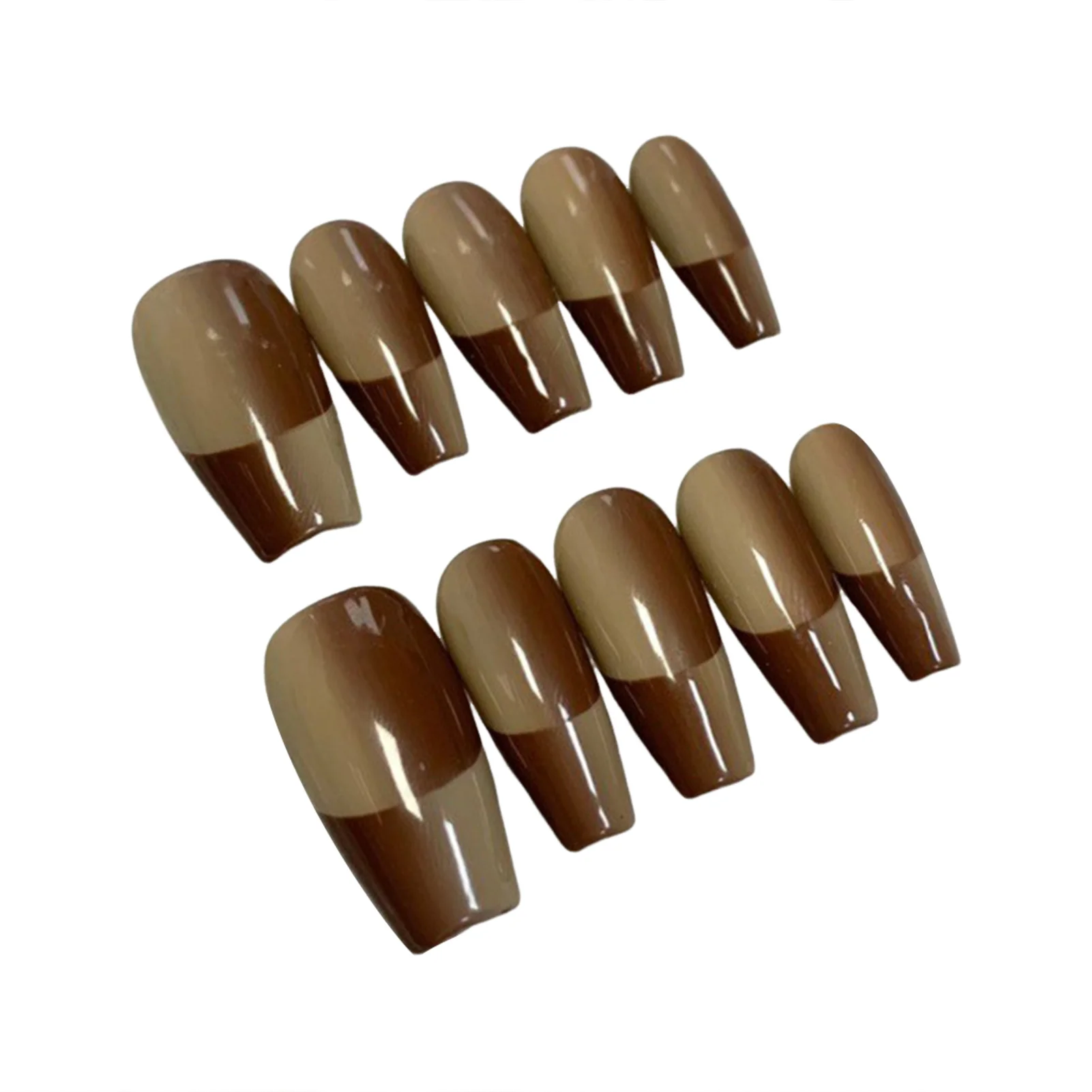

Brown Fake Nails with Flash s Durable & Never Splitting Comfort Fake Nails for Daily and Parties Wearing