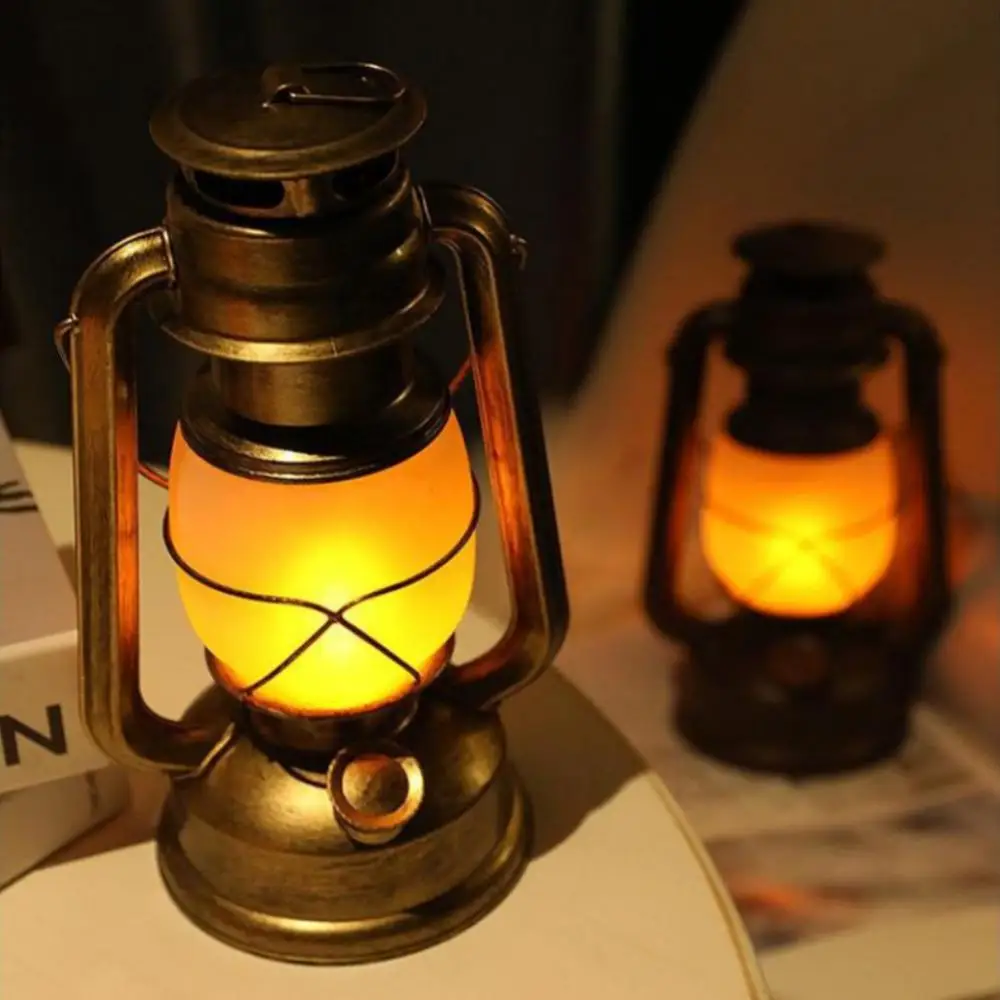 Vintage Lantern LED Battery Powered Camping Lamp Outdoor Hanging Lantern  Flickering Flame Rechargeable Retro Lanterns Remote Control 4 Modes Light