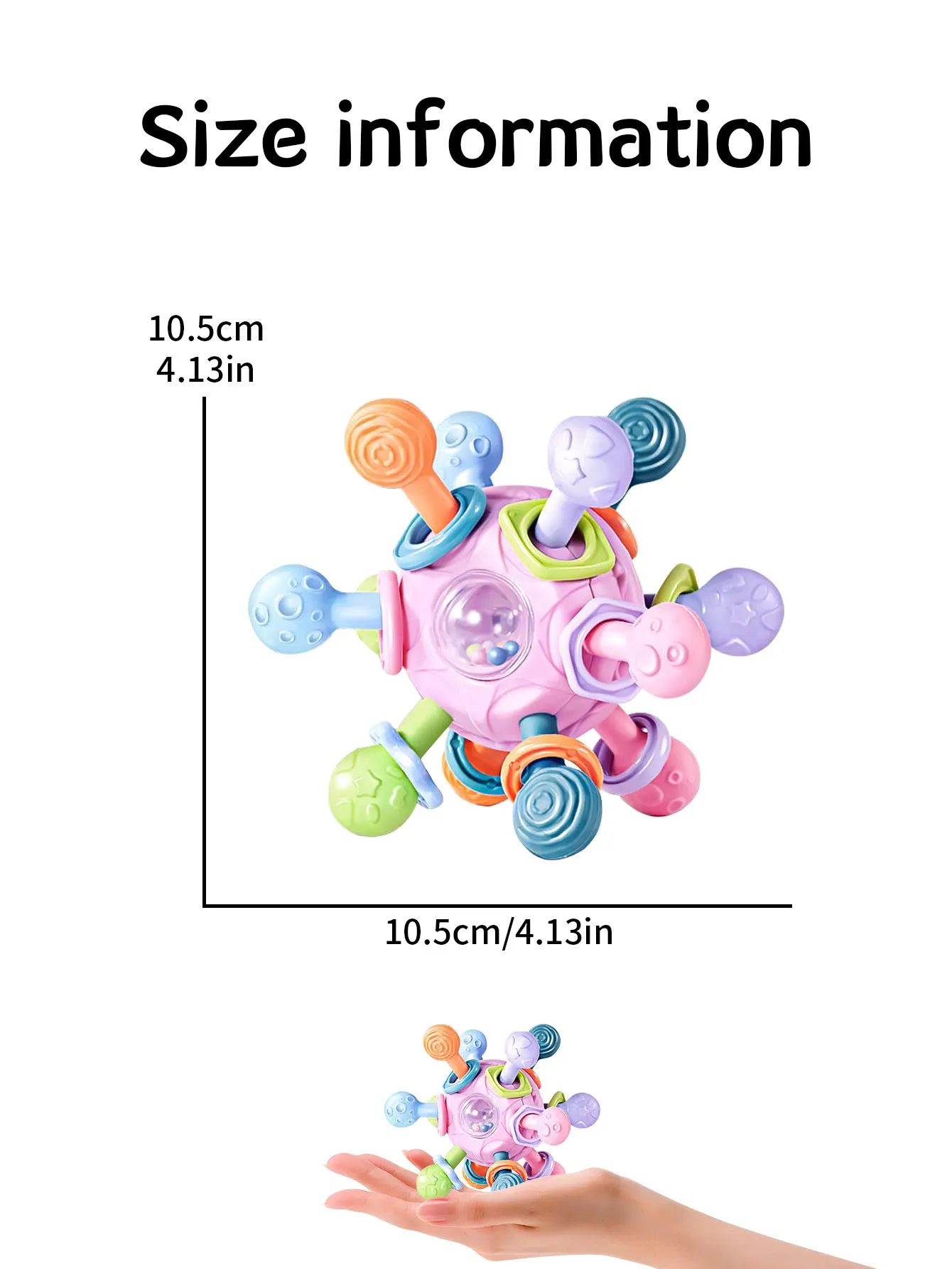 Baby Rotating Rattles Ball Toy Silicone Teether Grasping Exercise Game Hand Bell Develope Intelligence Educational