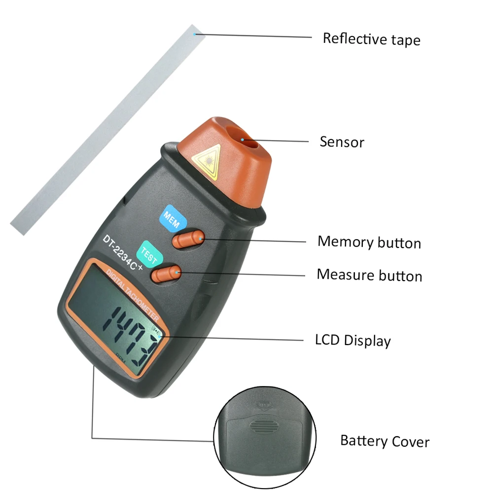 ޴    Ÿڹ, 2.5RPM-99999RPM LCD ÷  ӵ, 3  ݻ  