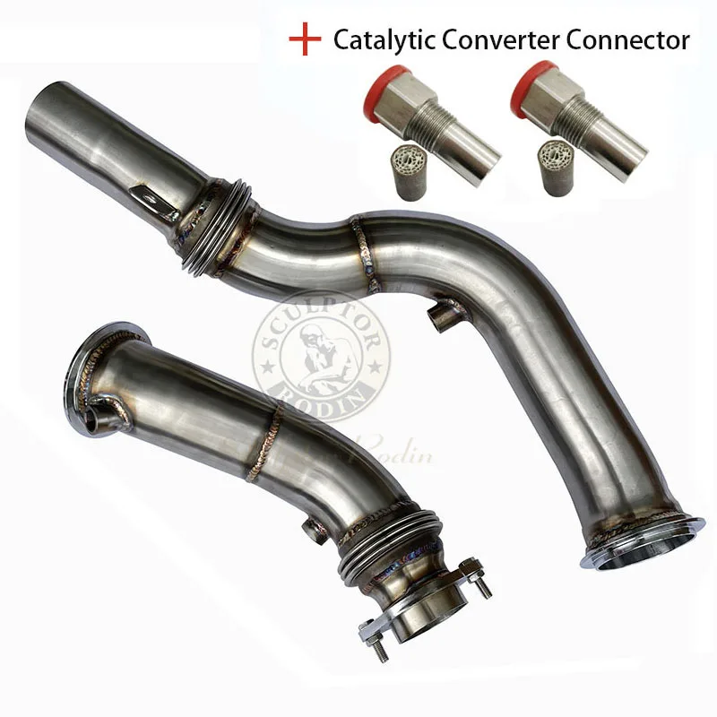 Catless Downpipe For BMW S55 M2C M3 M4 F80 F82 F83 2015+ Exhaust Header Exhaust Downpipe With steel concave convex insulation