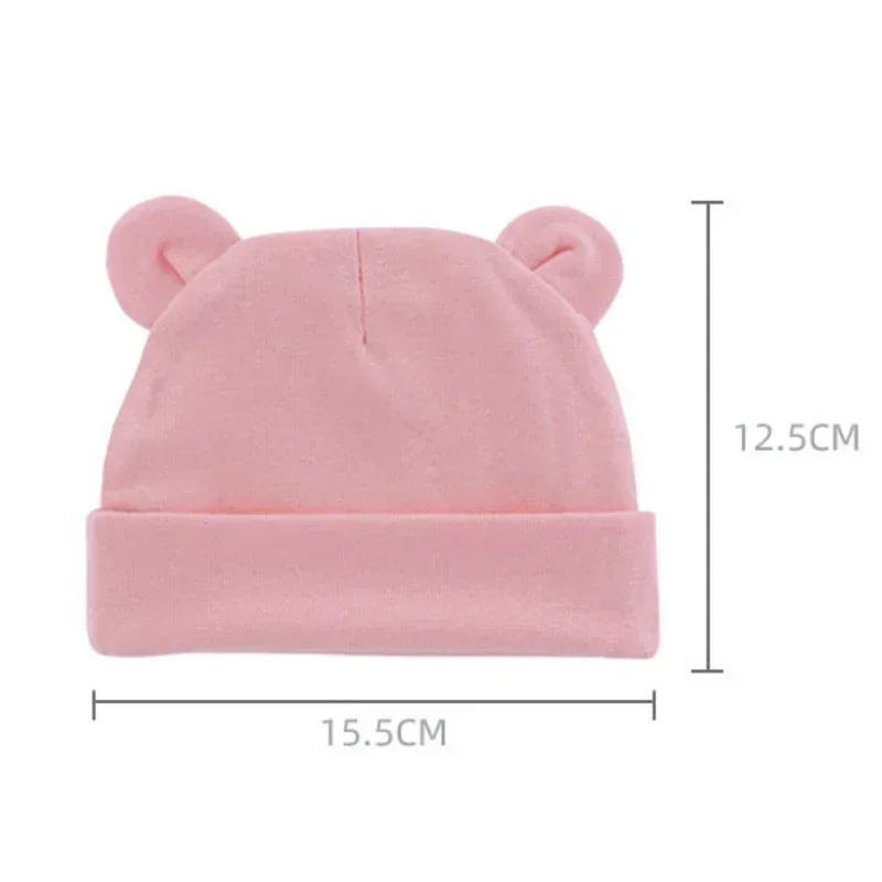 Autumn Winter Baby Hat Comfortable Solid Color Hats Cute Ear Shape Cotton Cap Newborn Photography Props 0 -1 Infant Bonnet