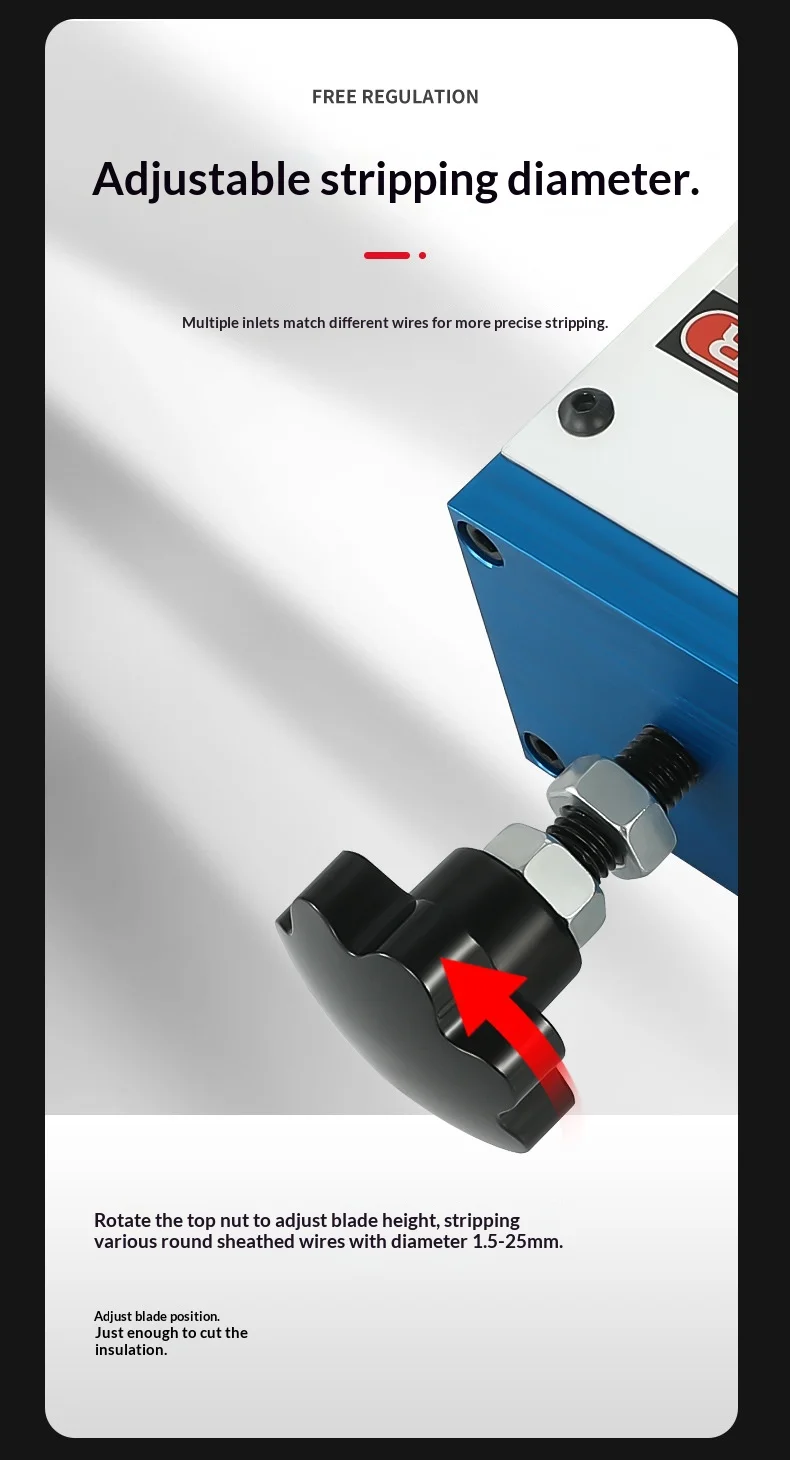 JH Automatic Electric Wire Stripper Machine 1.5-25mm Adjustable for PVC & Networ