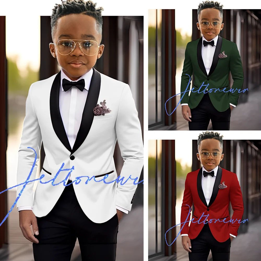 Boys Suit 2 Piece Set Wedding Tuxedo Kids Shawl Collar Jacket Pants Formal Blazer Fashion Clothes