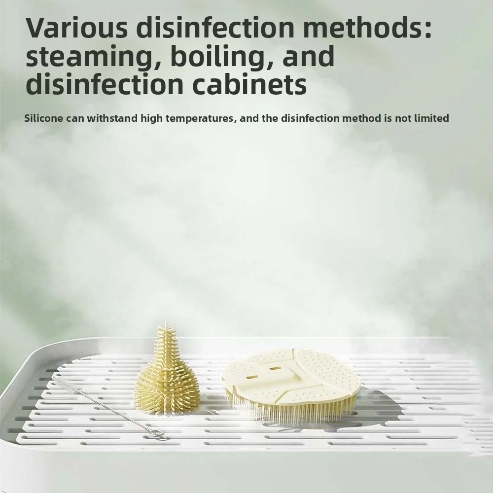 Multi-functional Bottle Cleaning Brush Set Anti-lost TPR Pacifier Straw Scrubber Drain Bracket Eyedropper Brush