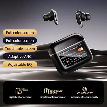 V8 screen display wireless Bluetooth earphones ANC active noise cancelling earbuds in ear earphones with built-in microphone 1