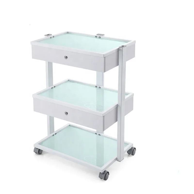 

tool cabinet glass moving beauty salon drawer trolley with 2 color in stock