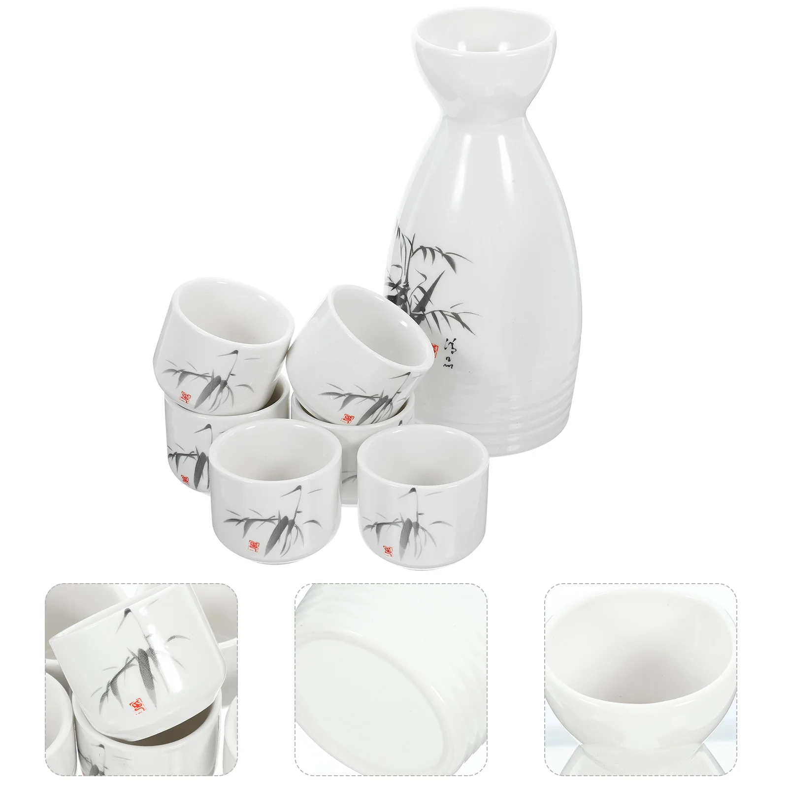 

1 Set Traditional Saki Kettle Japanese Style Ceramic Flagon Sake Kettle with Cups