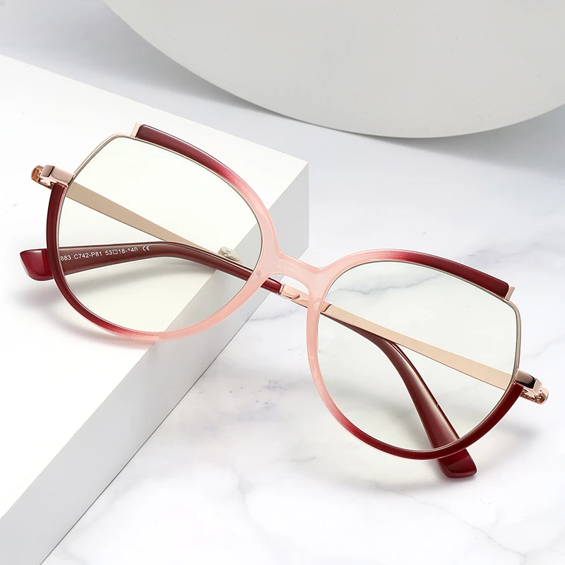 

Women CR39 Lenses Reading Glasses Prescription Optical Myopia Eyewear Blue Light Blocking TR90 Metal Eyeglasses Frame