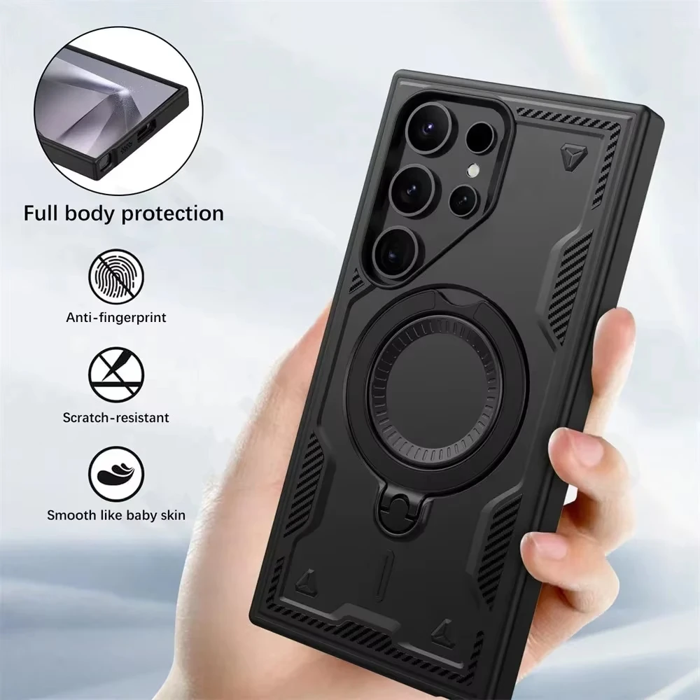 Premium 360-Degree Rotating Magnetic Metal Phone Case with MagSafe Holder Compatibility