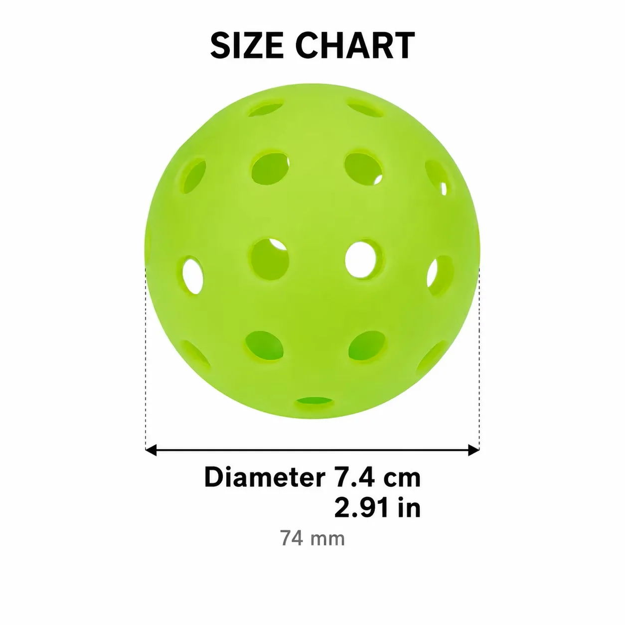 12-Pack Durable Outdoor Pickleballs - 74MM, 40 Holes, 26g