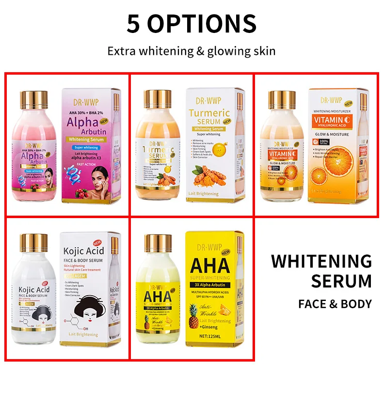 125 ml AHA Arbutin aufhellende Gesichtsessenz | Kurkuma Kojisäure Serum