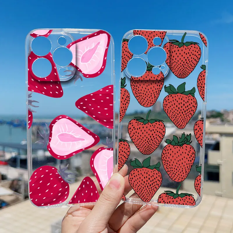 Vibrant Banana Strawberry Transparent Phone Case - Clear Protective Cover
