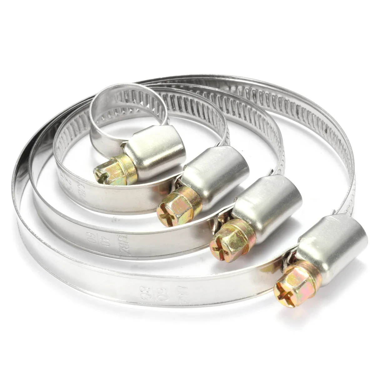 Pipe Clamps 20Pcs/set Stainless Steel Hoop Hose Clips Fuel Hose Worm Drive Durable Adjustable