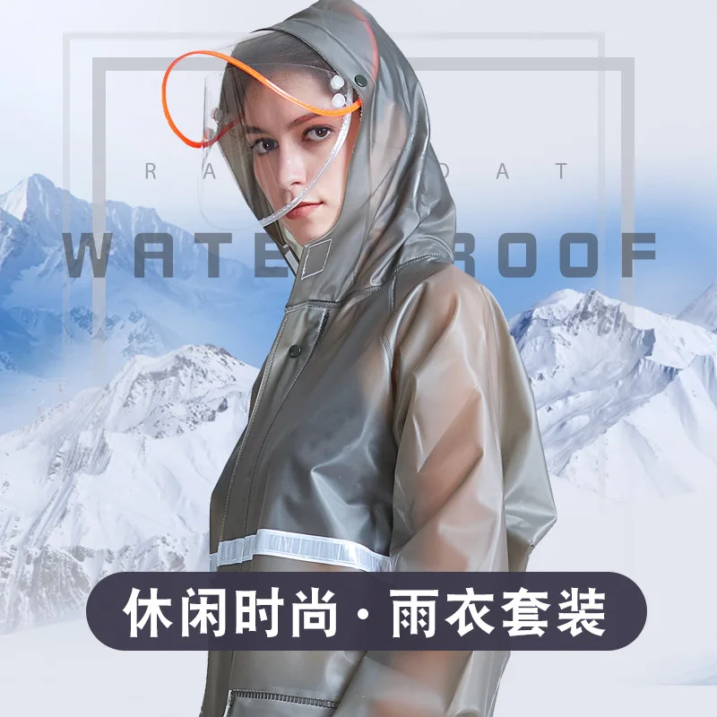 Fashion Thicken PVC Split Raincoat Suit Women Men Waterproof Breathable