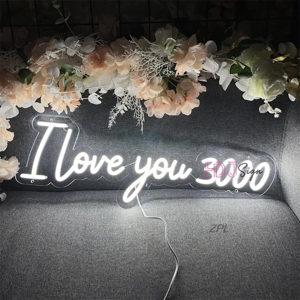 

I Love You 3000 Neon Sign Wedding Decorations LED Neon Lights For office Home Bedroom Cafe Bar Ins Night Light Room Wall Decor