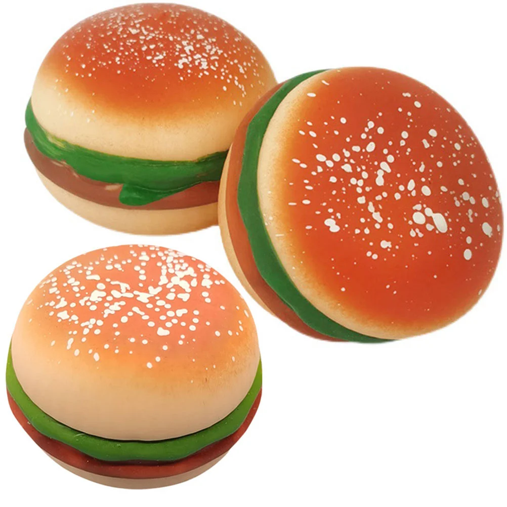 

3 Pcs Unpack The Burger Squeeze Toys Office Playthings Simulation Models Burgers Stress Reliever Fake Hamburger Shape