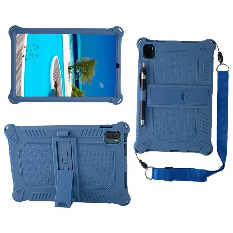 Shockproof Silicone Tablet Stand Cover with Soft Case and Shoulder Straps