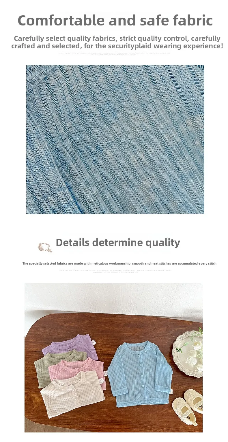 Description Picture 3 of item2025 Summer New Thin Solid Color Air Conditioning Shirt for Infants and Young Children, Sunscreen Jacket for Men and Women