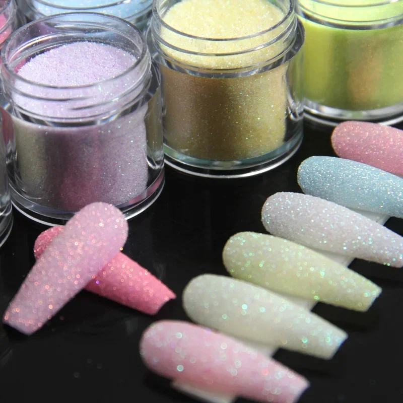 Iridescent Sugar Nail Glitter 3.5g Colorful Candy Coat Powder Pigment For Manicure Sugar Effect Shiny Dust Nail Art Decorations