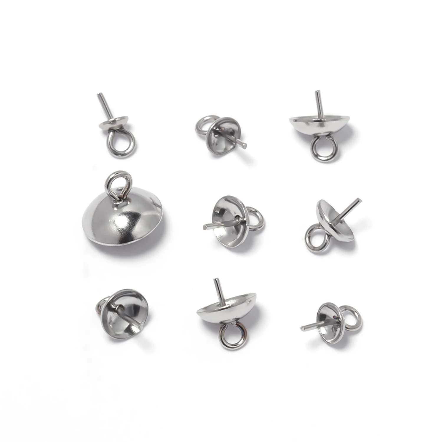 

30-120pc Stainless Steel Metal Charms Screw Eye Pins Bails Top Drilled Beads End Caps Pendant Connectors for DIY Jewelry Making