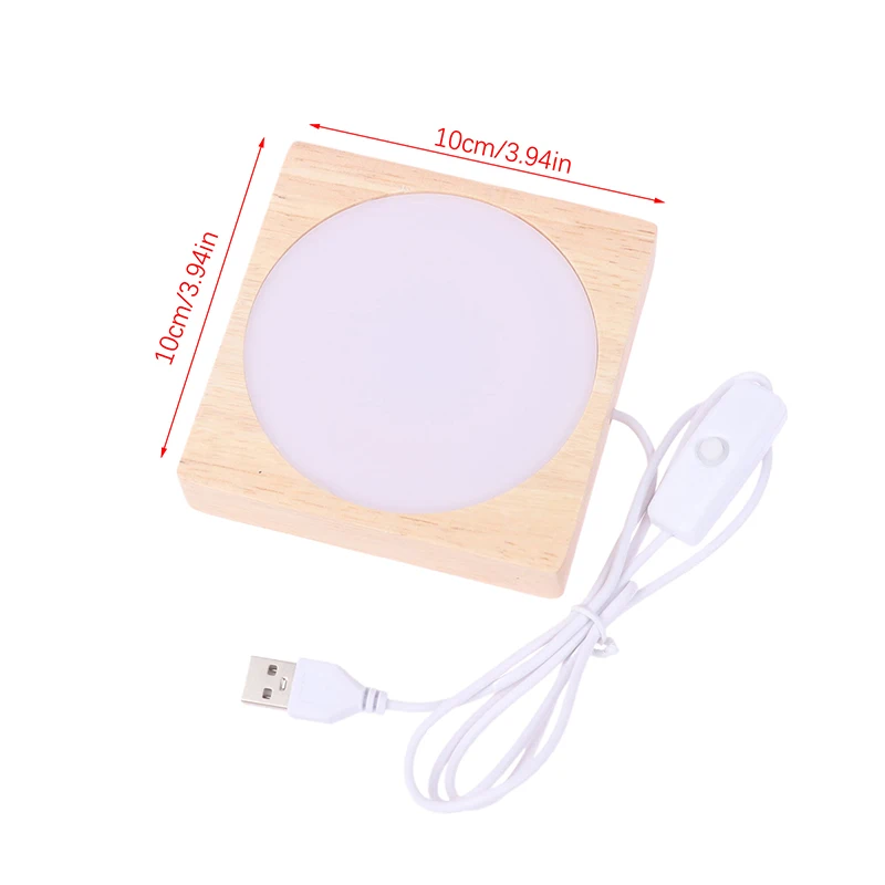 목재 LED 라이트 베이스, 회전 디스플레이 스탠드, 거치대 램프 베이스, 아트 장식, 10x10cm, 1PC