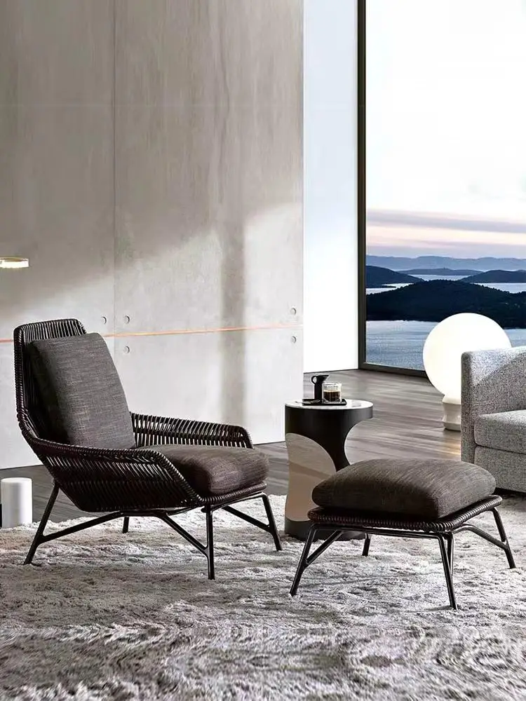 Outdoor Rattan Sofa Coffee Table Combination Patio Leisure Balcony Rattan Chair Sunshine Room Garden Hotel Indoor Villa