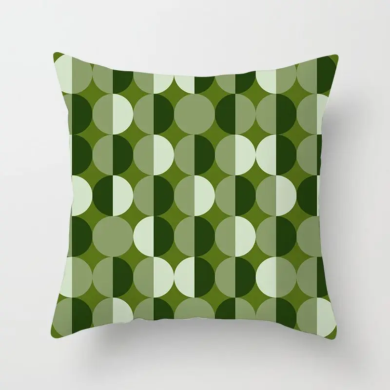 Cushion Cover Satin Pillowcase Sweet Mint Green Print Cushion Covers Fresh Art Pattern Geometric Pillowcase Fashion 45*45cm Decorative Throw Pillows Case