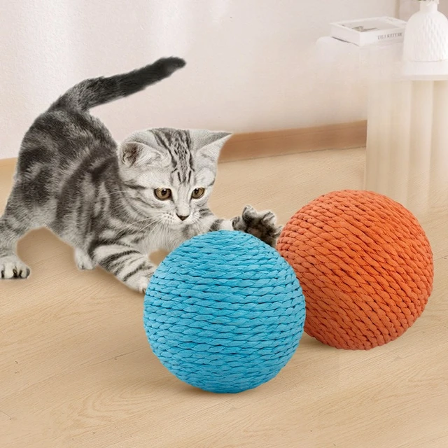 Cat Toy Ball 10cm Large Wear-resistant Paper Rope Sisal Cat Toy Ball Pets Interact and Bite Woven Ball 4