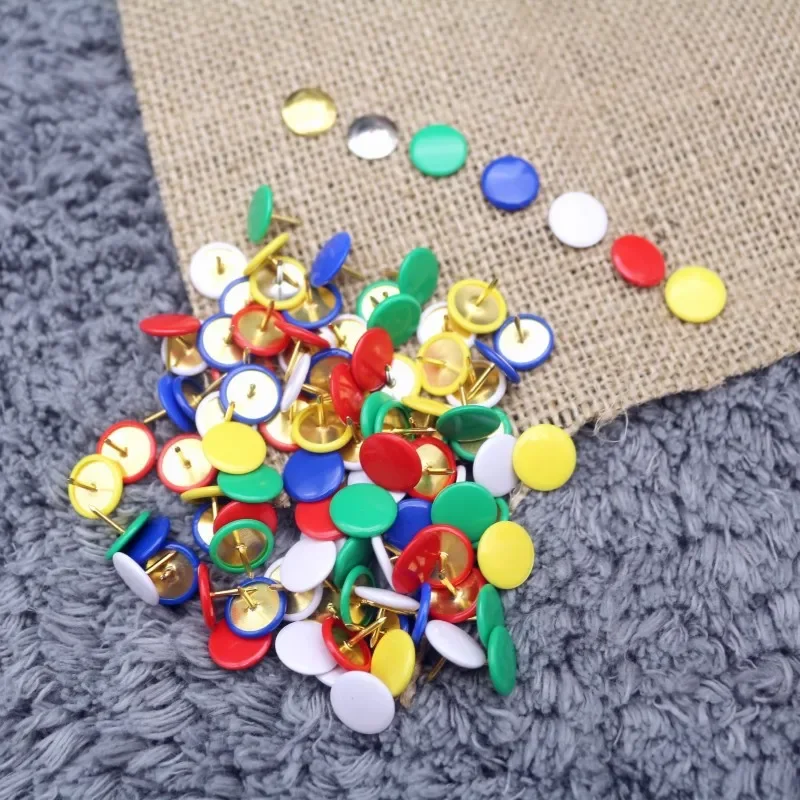 100pcs Color Push Pins Decorative Multi Functional Flat Headed Thumbtacks Pin Wall Decoration Thumbtacks Photo Pin Office School