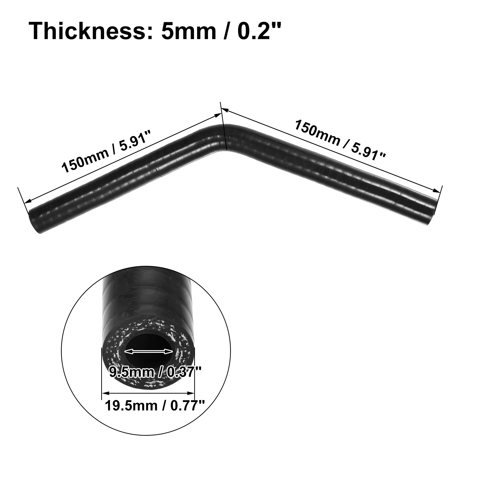 Silicone Hose Silicone Hose Connector UXCELL 45 Degree 9.5-54MM Elbow Silicone Hose Coupler Intercooler Tube 150*150MM Black