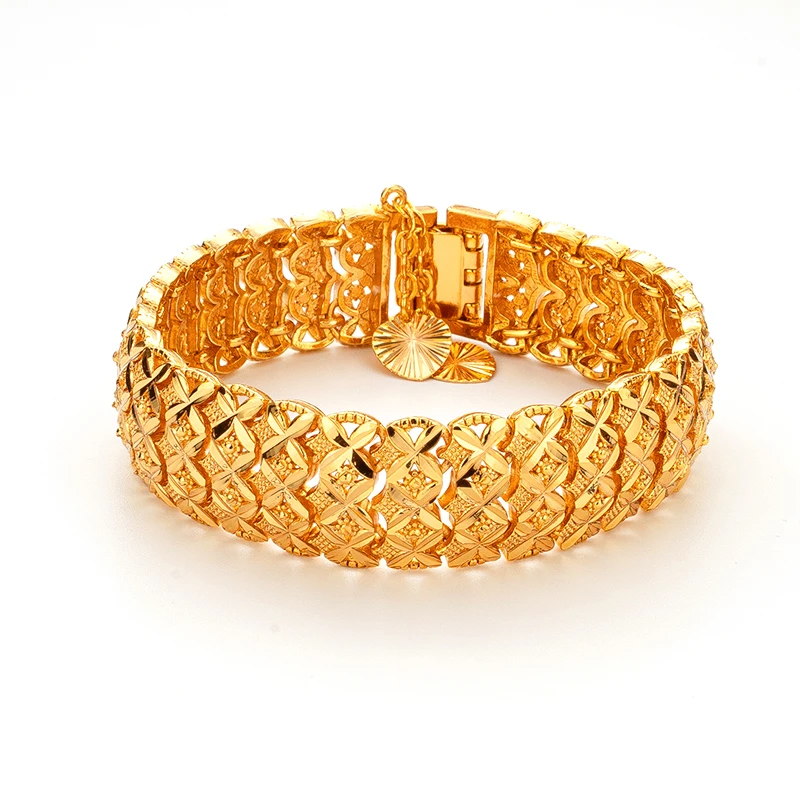 2023 Nuovo Braccialetto Da Donna All'Ingrosso Catena Cubana Placcato Oro 18 Carati Con Pepita D'Oro Spessa Collegamento Alla Trama Bracciale Da Uomo G