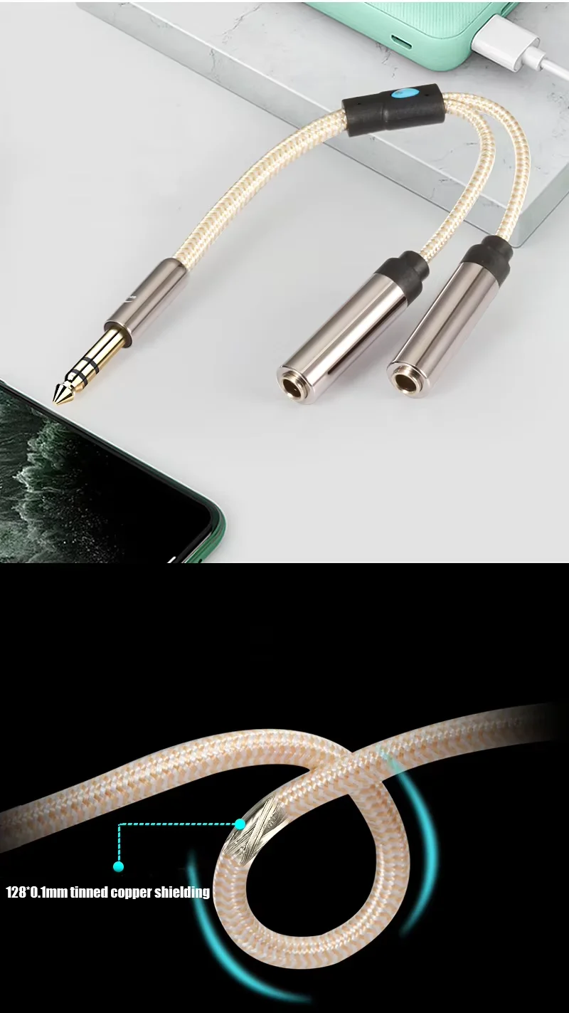 0,25 m audiophiles Konvertierungskabel Stereo 6,35 mm auf Dual MONO 6,35 mm Buchse für Recorder 1/4 Zoll TRS Jack Splitter Kabel – Detail 6