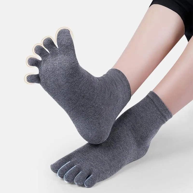 Unisex Breathable Cotton Toe Socks for Sports and Running - Variety of Solid Colors