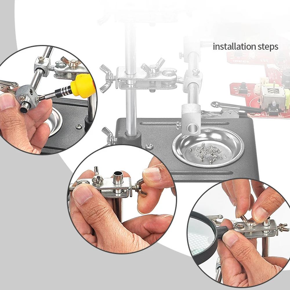 Schweißlupe 3-in-1 Handlupe für Lötarbeiten Tischlupe mit Eisenständer zum Löten und Reparieren – Detail 6