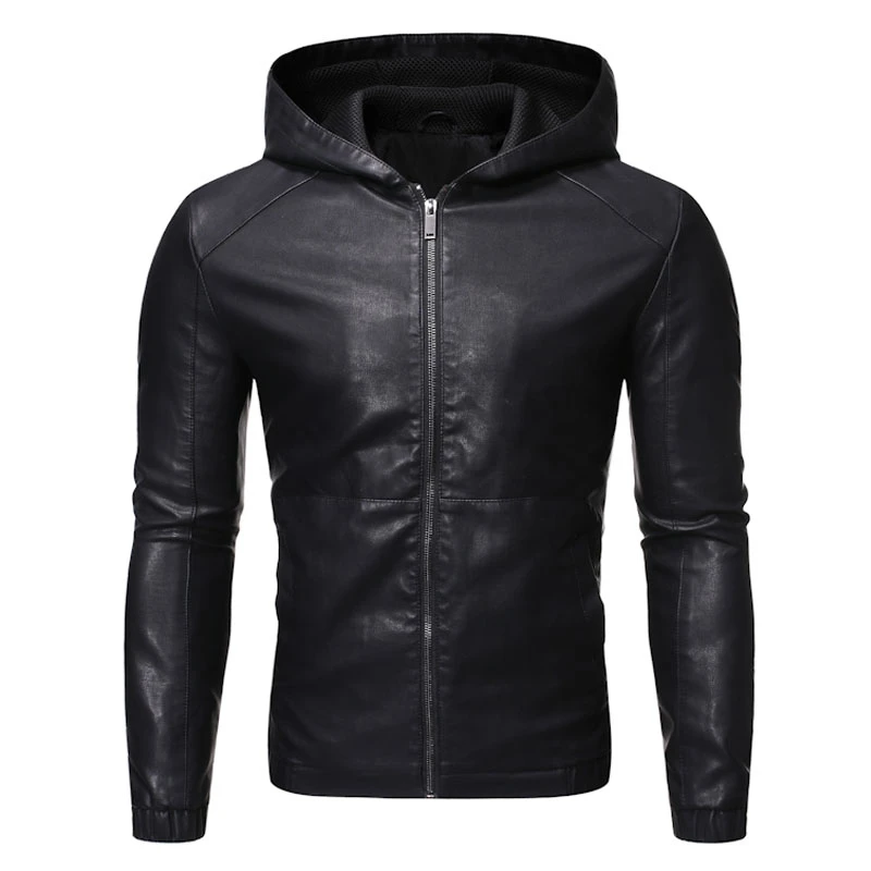 pilot leather jacket M-5XL leather jacket men's autumn New hooded casual large size imitation leather jacket/high quality windproof men's PU Coats leather biker vest