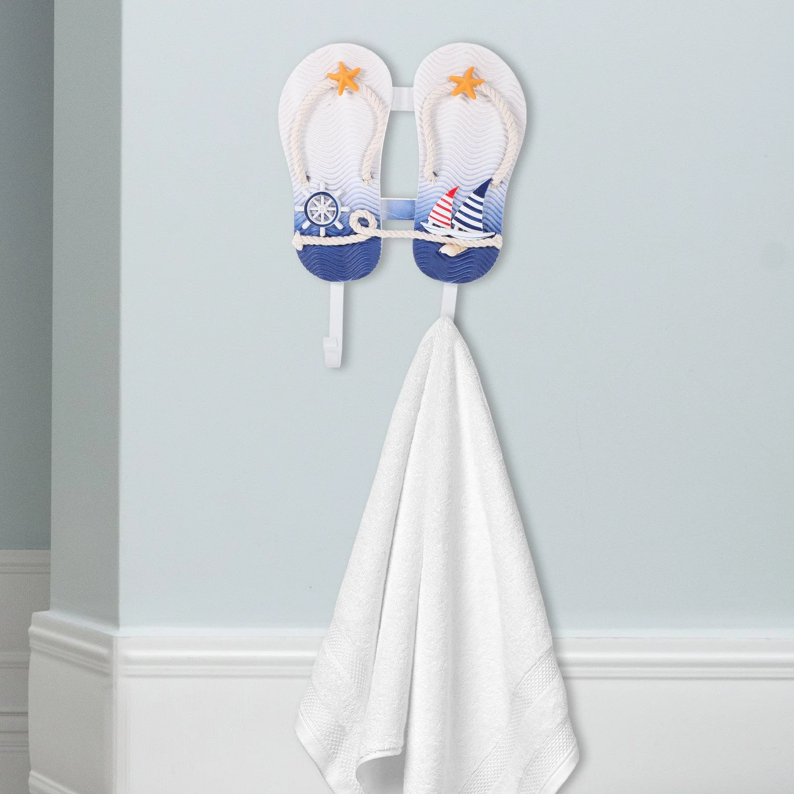 

Mediterranean Style Wooden Decorative Slippers Hook Wall Hooks Wall Hangers Hanging Wall Mounted Key Hook for Home Restaurant