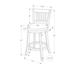 Bar Stool, Set Of 2, Swivel, Bar Height, Brown Wood, Black Leather Look, Transitional 3