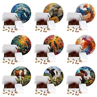 Mysterious Cute Animals Wooden Puzzle For Adults Wooden Crafts Colorful And Round Shaped Animal Puzzle Wood Craft Toys For kids 1