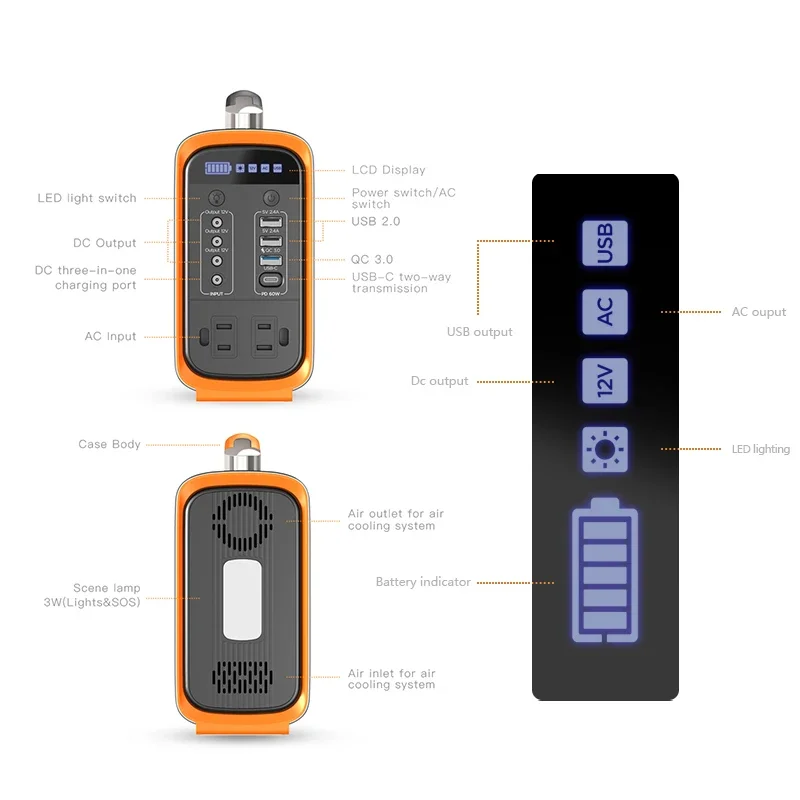 Ctechi 200W Lithium Lifepo4 Generatore Di Energia Solare Portatile Alimentazione Centrale Elettrica Per Emergenza Elettrodomestico
