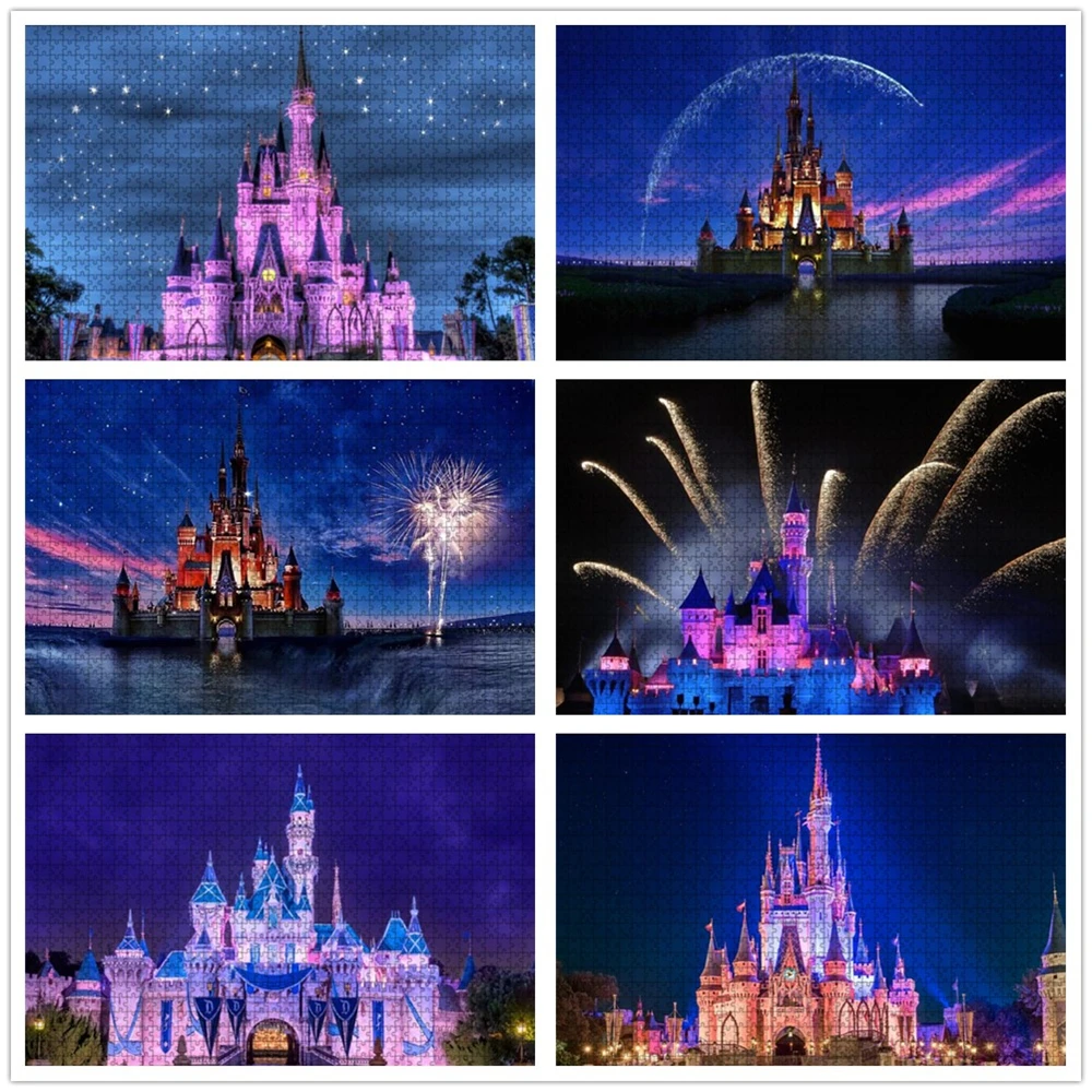 Diy Paper Puzzles Cartoon Disney Anime 1000 Pieces Disney Castle Jigsaw Puzzle for Adults Educational Decompression Decor Gifts frozen elsa and anna jigsaw puzzles cartoon disney puzzle queen elsa games and puzzles educational toys for kids adults restless