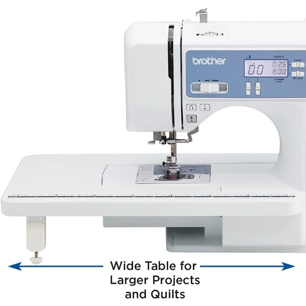 Sewing and Quilting Machine, Computerized, 165 Built-in Stitches, LCD Display, Wide Table, 8 Included Presser Feet, White 2