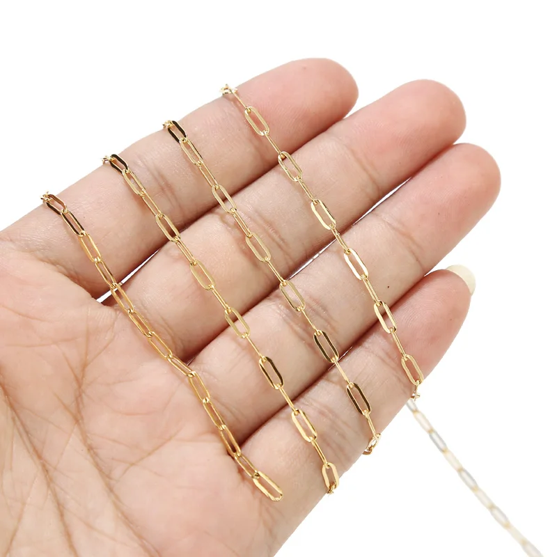 2M Stainless Steel Gold Long Oval Link Chain 2.5mm width Gold Cable Chains for DIY Necklace Bracelet Anklet Making 2 types 4
