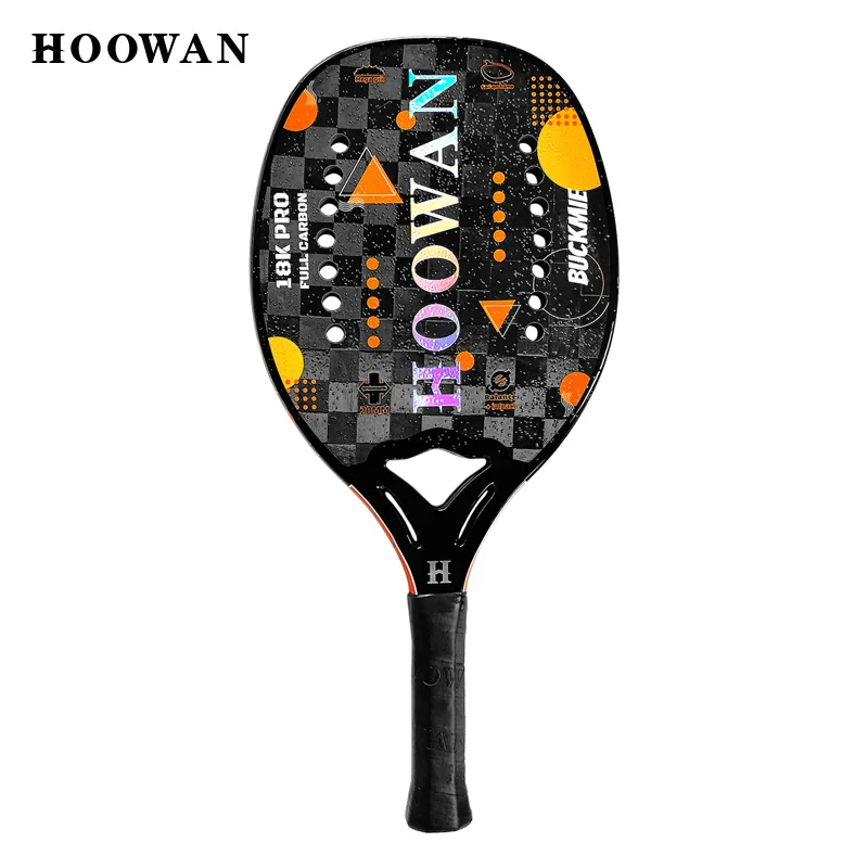 Tennis Racket HOOWAN BUCKMIE Beach T700 Raw Carbon Fiber 18K High-Grit Surface 20MM Soft EVA Core