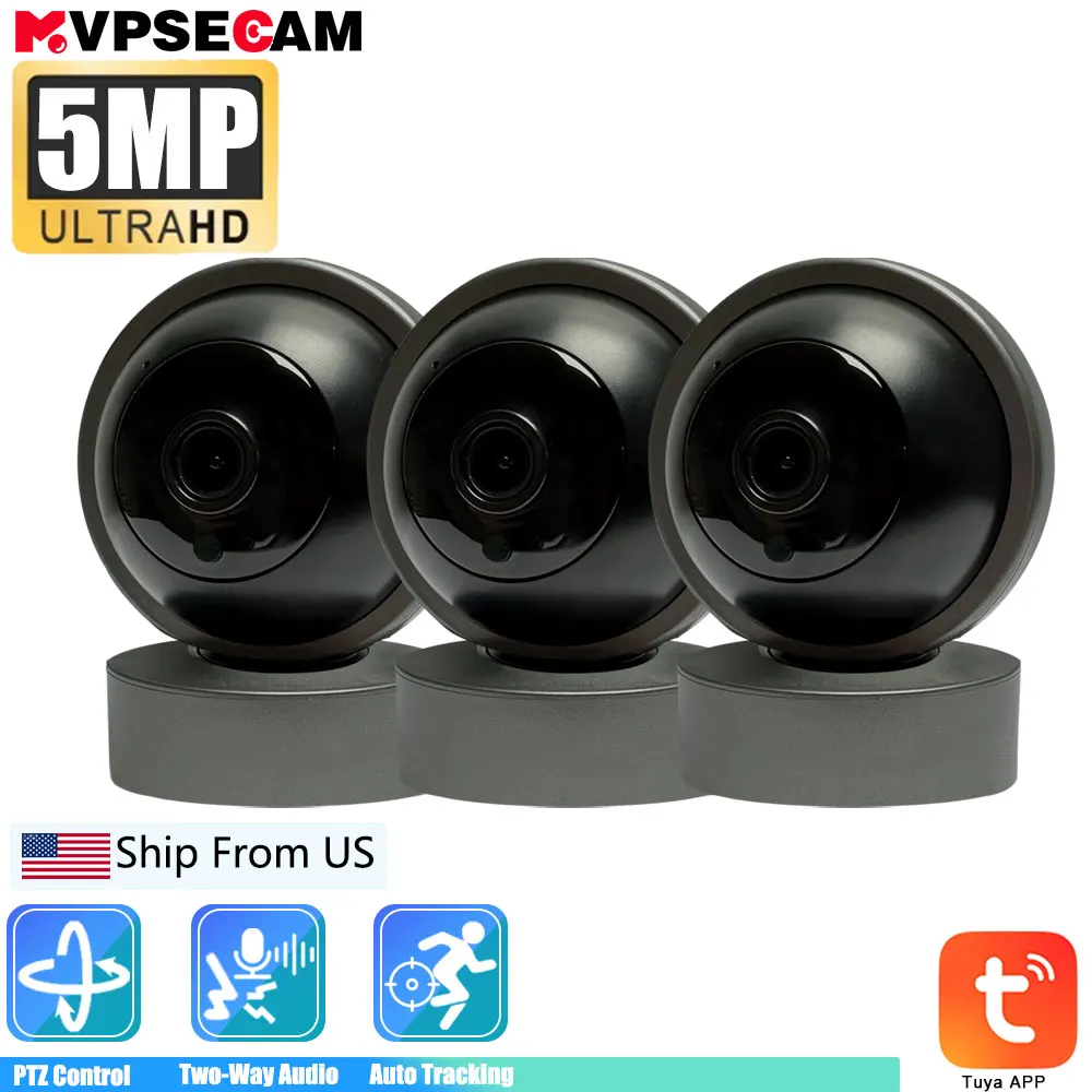 Tuya 5MP PTZ WiFi Camera - Black Indoor Baby Monitor with Night Vision - Picture 9 of 10