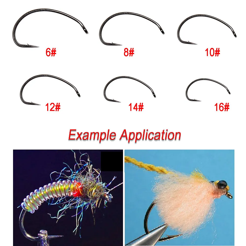 Vampfly 20PCS Barbed Wide Gap Curve Shank Hook Tying Nymph Caddis