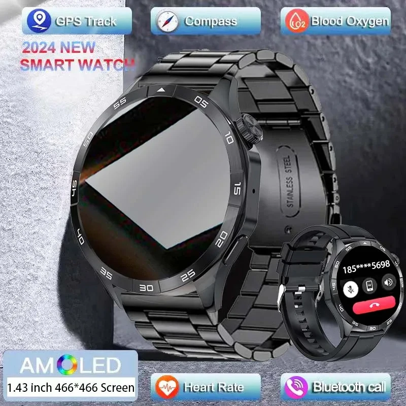 

2024 New Original For Huawei Xiaomi GT4 Pro Smartwatch Men GPS tracking AMOLED 466*466 HD screen NFC Bluetooth Call smartwatch