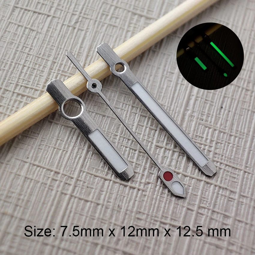 High-End Brushed Silver Rose Gold Watch Hands with C3 Strong Green Luminous Finish