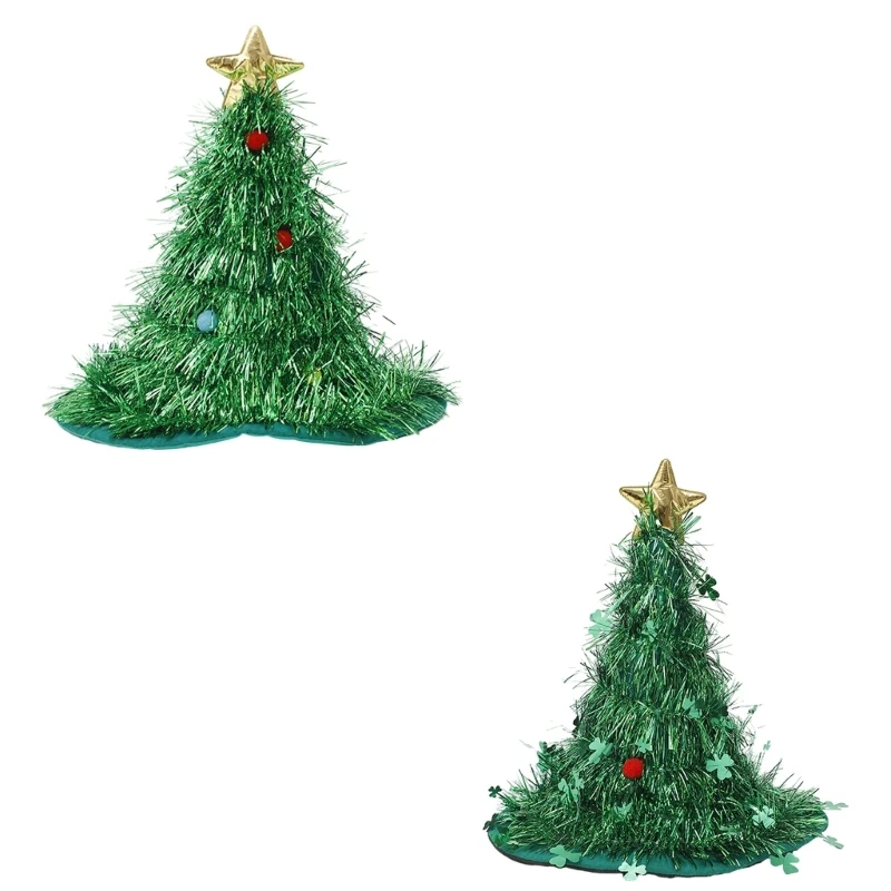 

Christmas Tinsel Tree Santa Hat for Adult Winter Festival Halloween Party Hat Drop shipping