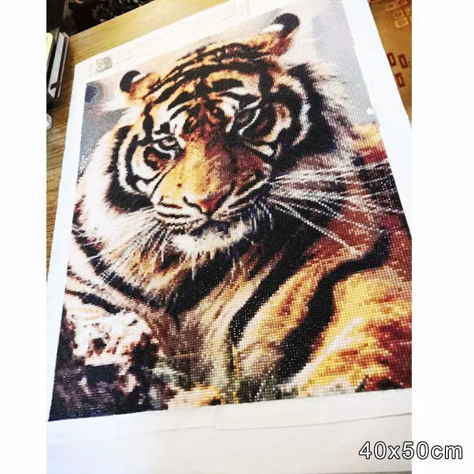 AZQSD Full Kits Square Diamond Painting Tiger Cross Stitch DIY 5D Needlework Diamond Embroidery Animal Home Decoration diamond painting